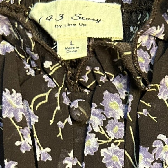 143 Story by Line Up Soft Floral Maxi Brown Lavender Front Slit Dress Size Large - Picture 11 of 16